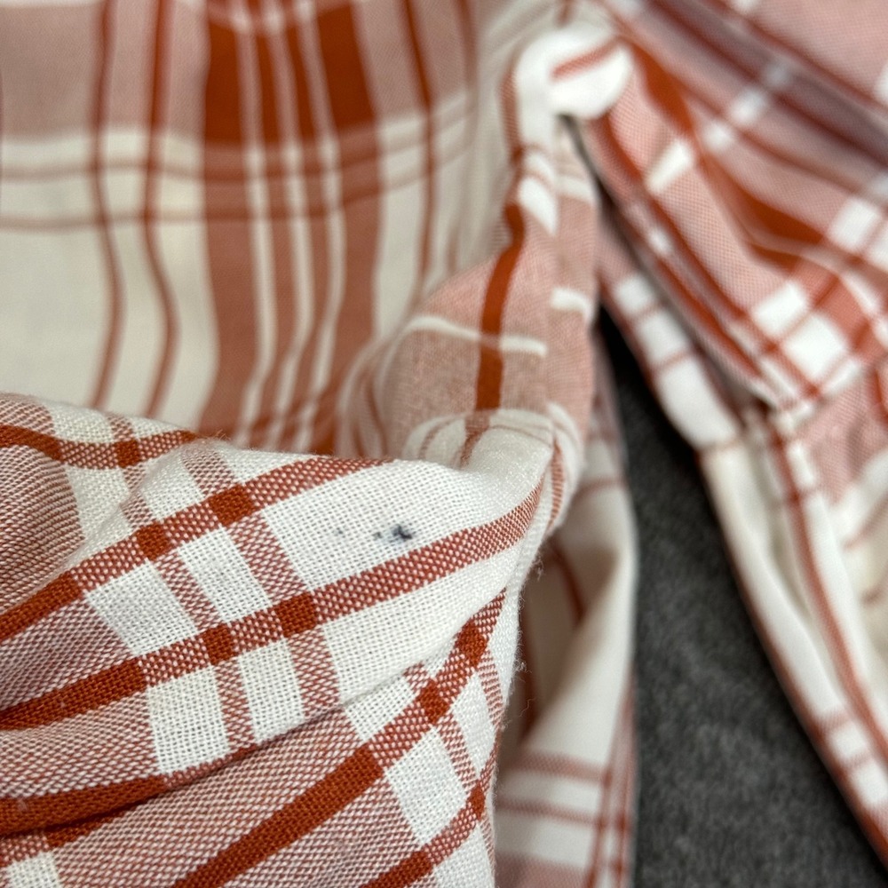 Monteau Los Angeles Plaid Babydoll Mini Dress Rust Orange Square Neck Small - Picture 8 of 9